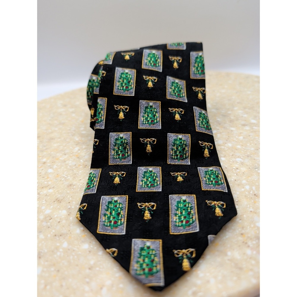 Christmas Tree Gold Bell Neckwear vintage necktie